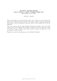 Locally Convex Spaces Manv 250067-1, 5 Ects, Summer Term 2017 Sr 10, Fr