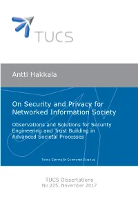 On Security and Privacy for Networked Information Society