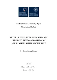 After #Metoo: How the Campaign Changed the Way Norwegian Journalists Write About Rape