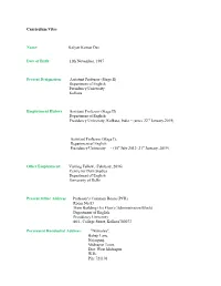 Curriculum Vitae Name: Kalyan Kumar Das