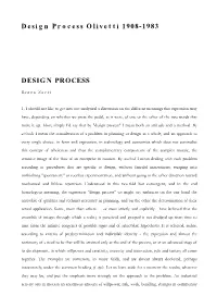 Design Process Olivetti 1908-1983 DESIGN PROCESS