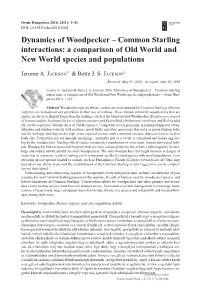 Dynamics of Woodpecker – Common Starling Interactions: a Comparison of Old World and New World Species and Populations