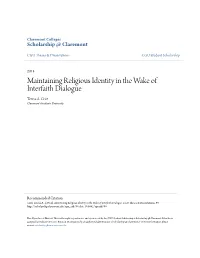 Maintaining Religious Identity in the Wake of Interfaith Dialogue Teresa A
