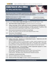 A Better Future for All Our Children: the Why and The