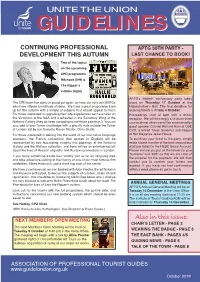 Also in This Issue: NEXT MEMBERS OPEN MEETING CHAIR’S LETTER - PAGE 2 the Next Members Open Meeting Will Be Held on Tuesday 8 October at 6:30 Pm in the Unite Office