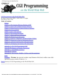 CGI Programming on the World Wide Web