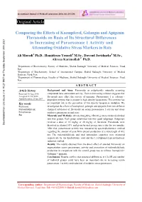 Comparing the Effects of Kaempferol, Galangin and Apigenin Flavanoids