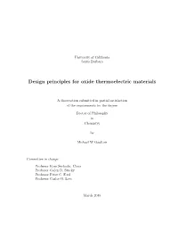 Design Principles for Oxide Thermoelectric Materials