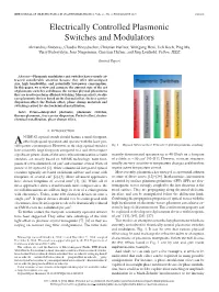 Electrically Controlled Plasmonic Switches and Modulators