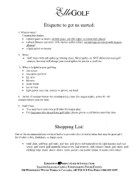 Etiquette to Get Us Started
