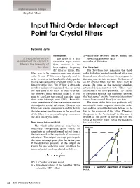 Input Third Order Intercept Point for Crystal Filters