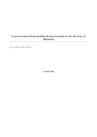 Lessons Learned from Livelihoods Interventions in the Dry Zone of Myanmar