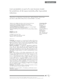 Liver Parameters As Part of a Non-Invasive Model for Prediction of All-Cause Mortality After Myocardial Infarction
