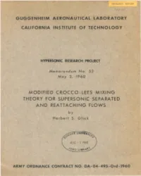 MODI Fled CROCCO- LEES M Lxi NG THEORY for SUPERSONIC SEPARATED and REATTACHING FLOWS by Herbert S