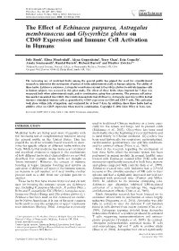 The Effect of Echinacea Purpurea, Astragalus Membranaceus and Glycyrrhiza Glabra on CD69 Expression and Immune Cell Activation in Humans