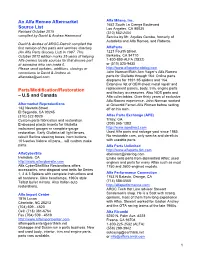 An Alfa Romeo Aftermarket Source List Parts/Modification