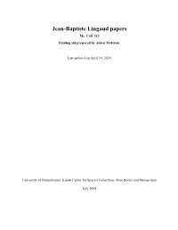 Jean-Baptiste Lingaud Papers Ms