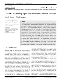 Lack of a Weathering Signal with Increased Cenozoic Erosion?