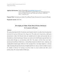 Developing an Online Theme-Based Picture Dictionary for Learners of Persian