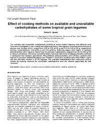 Effect of Cooking Methods on Available and Unavailable Carbohydrates of Some Tropical Grain Legumes