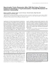 Neurotrophic Factor Expression After CNS Viral Injury Produces Enhanced Sensitivity to Psychostimulants: Potential Mechanism for Addiction Vulnerability