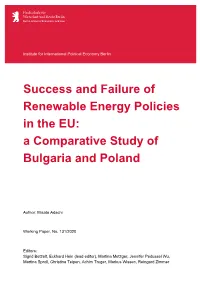 Success and Failure of Renewable Energy Policies in the EU: a Comparative Study of Bulgaria and Poland Misato Adachi