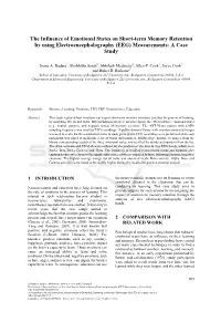 The Influence of Emotional States on Short-Term Memory Retention by Using Electroencephalography (EEG) Measurements: a Case Study