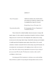 Topics in Modelling Adaptation Dynamics of Chinese Agriculture to Observed Climate Change