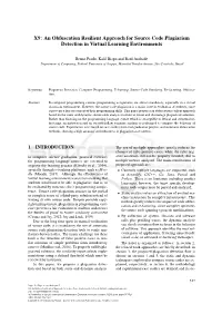 An Obfuscation Resilient Approach for Source Code Plagiarism Detection in Virtual Learning Environments