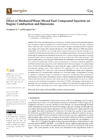 Effect of Methanol/Water Mixed Fuel Compound Injection on Engine Combustion and Emissions