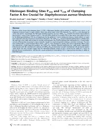 Fibrinogen Binding Sites P336 and Y338 of Clumping Factor a Are Crucial for Staphylococcus Aureus Virulence