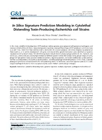 In Silico Signature Prediction Modeling in Cytolethal Distending Toxin-Producing Escherichia Coli Strains