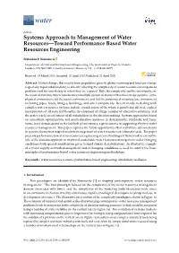 Systems Approach to Management of Water Resources—Toward Performance Based Water Resources Engineering