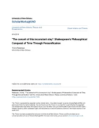 "The Conceit of This Inconstant Stay": Shakespeare's Philosophical Conquest of Time Through Personification