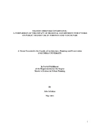 1 Transit-Oriented Governance: a Comparison