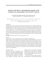Analysis of the History and Population Structure of the Icelandic Horse Using Pedigree Data and DNA Analyses