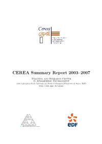 CEREA Summary Report 2003–2007