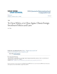 China's Foreign Investment Policies and Laws an Chen