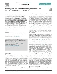 Functional Super-Resolution Microscopy of the Cell