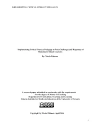 Implementing Critical Literacy Pedagogy