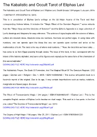 The Kabalistic and Occult Tarot of Eliphas Levi