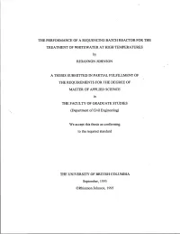 The Performance of a Sequencing Batch Reactor for The