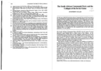The South Mrican Communist Party and the Collapse of the Soviet Union