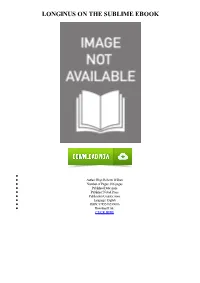 |FREE| Longinus on the Sublime
