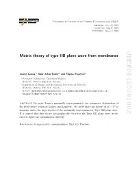 JHEP08(2008)002 Is 2 T × R , Rmation of July 11, 2008 June 10, 2008 August 1, 2008 Accepted: Received: S Theory on Published: Metric Type IIB Plane Wave