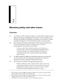 Monetary Policy and Other Issues