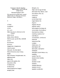 Theological Studies Spelling, Abbreviations, and Preferred Usage