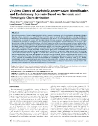 Virulent Clones of Klebsiella Pneumoniae: Identification and Evolutionary Scenario Based on Genomic and Phenotypic Characterization