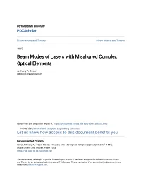 Beam Modes of Lasers with Misaligned Complex Optical Elements