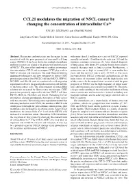 CCL21 Modulates the Migration of NSCL Cancer by Changing the Concentration of Intracellular Ca2+